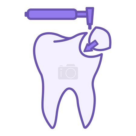 Illustration for Colored Dental Filling Icon. Vector Icon of Restoration of a Destroyed Tooth with a Composite Filling. Dental care and treatment. Medicine and Dentistry Concept - Royalty Free Image