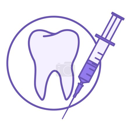 Illustration for Syringe Color Icon. Vector Icon of Syringe with Medicine and Tooth. Dental care and treatment. Medicine and Dentistry Concept - Royalty Free Image