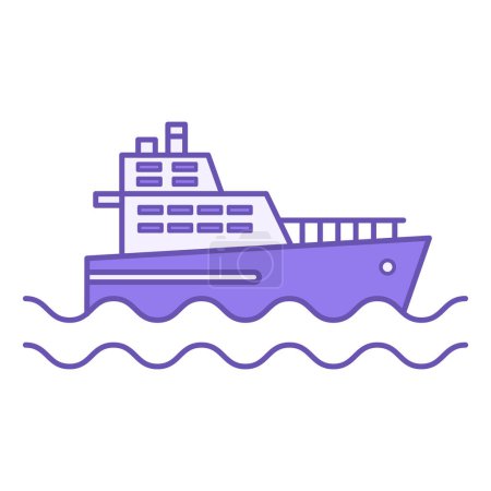Ferry Colored Icon. Vector Icon of a Ship Transporting People. Travel and Tourism. Water Transport Concept
