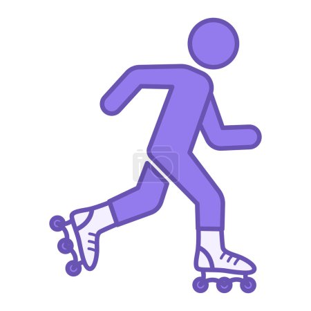 Roller Blading Colored Icon. Vector Icon of Man on Roller Skates. Fitness skating. Sports and Recreation Concept
