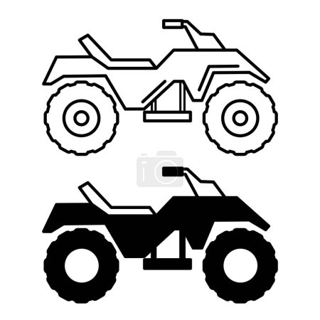 Quad Bike icons. Black and White Vector Off-Road Motorcycle Icons. ATV. Transport Concept