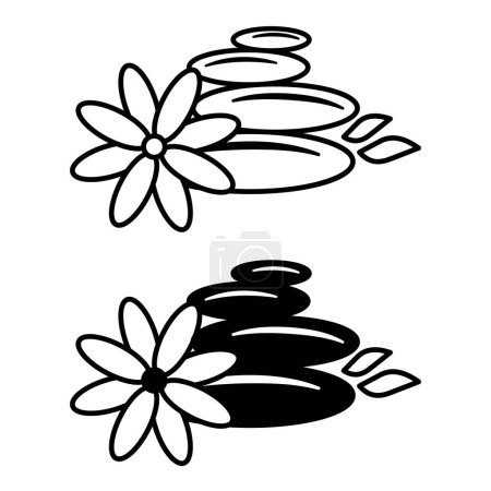 Entspannungssymbole. Schwarz-weiße Vektorsymbole. Spa- und Wellness-Behandlungen. Konzept von Wellness und gesunder Lebensweise