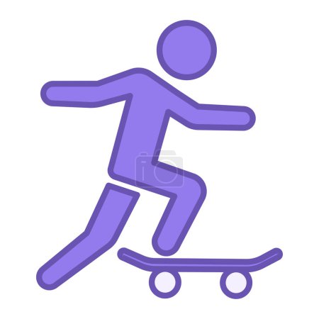 Colored Skateboard Icon. Vector Icon of Man Riding a Skateboard. Skateboarder. Sports and Entertainment Concept
