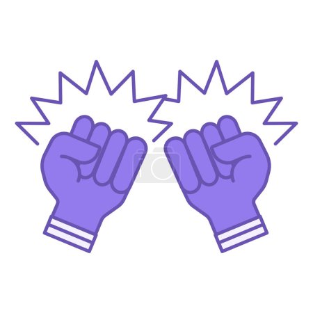 Colored Icon Fighting Game. Vector Icon. Hands Clenched into Fists and Ready for Battle. Combat Competitions, Boxing. Game Concept