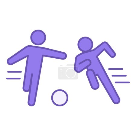 Ball Game Color Icon. Vector Icon of People Running after the Ball. Football Match, Fighting Athletes, Hitting the Ball. Sports Games Concept