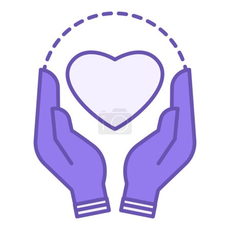 Illustration for Self Care Routine Color Icon. Vector Icon of Heart in Human Hands. Spa Treatments, Body Care, Healthy Eating, Mental Health. Positive Thinking Concept - Royalty Free Image