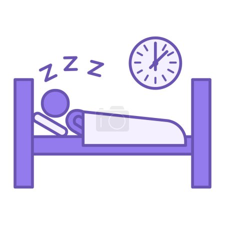 Colored Icon Getting Enough Sleep. Vector Icon of Man Sleeping Soundly in Bed. Healthy sleep. Healthy lifestyle. Positive Thinking Concept