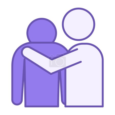 Empathy Colored Icon. Vector Icon. Man Consoling Friend. Compassion, Kindness. Problem of Mental Personality, Friendly Hugs. Mental Health