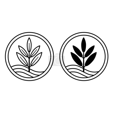 Modal Fabric Icons. Black and White Vector Icons. Eucalyptus Tree Branch. Viscose. Environmentally Friendly and Natural Quality Material. Tag, Label for Clothing