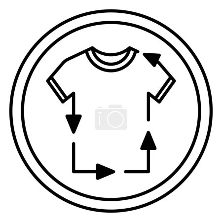 Iconos textiles reciclados. Iconos vectoriales en blanco y negro. Reciclaje de ropa. Reutilización circular Textil. Etiqueta, Etiqueta para ropa