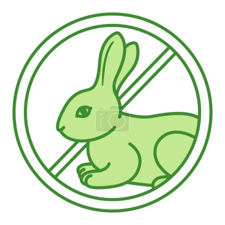 Not Tested on Animals Green Icon. Rabbit Vector Icon. Cruelty-Free Label. Label, Tag, Emblem, Stamp for Vegan Natural Eco-Cosmetics