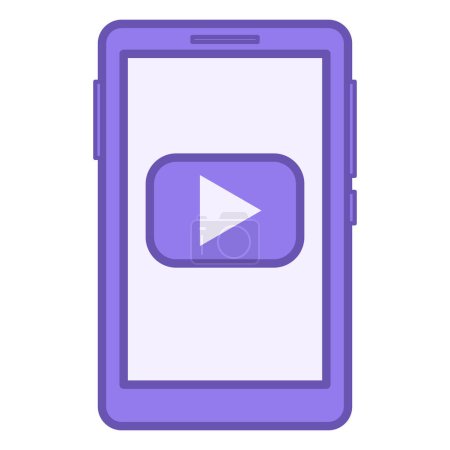 Colored Mobile Video Icon. Vector Icon of Play Button in Mobile Phone. Concept of Film Industry, Filmmaking and Video Production