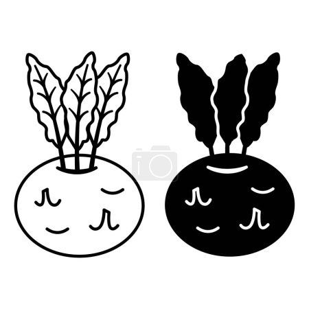 Kohlrabi icons. Black and White Vector Vegetarian Food Icons. Healthy Eating. Vegetables Concept