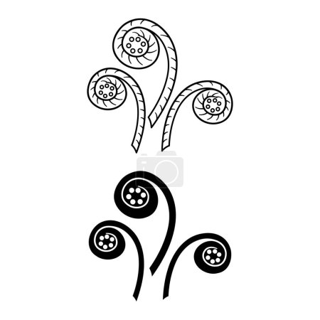 Fiddleheads icons. Black and White Vector Icons. Organic Vegetarian Food, Healthy Eating. Vegetables Concept