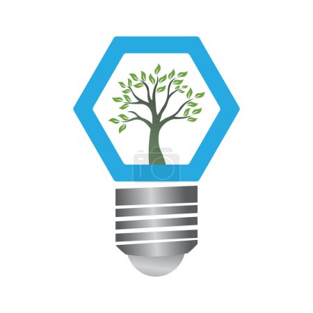 Téléchargez les illustrations : Ampoule avec arbre à l'intérieur de la conception vectorielle - en licence libre de droit