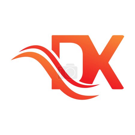 letter x with swoosh orange logo icon template