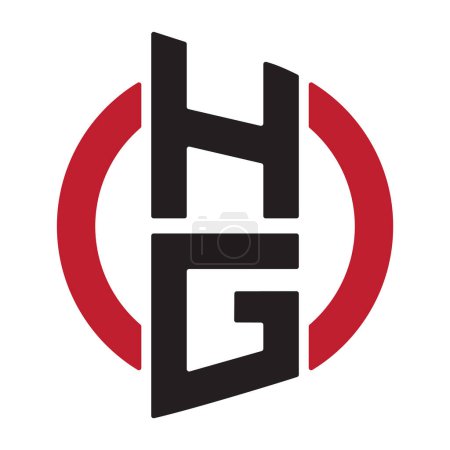 Initial HG letter logo design. GH logo template vector royalty free. OHG or HG letter logo circle illustration design.