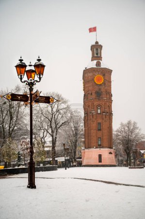 Photo for Beautiful lantern with a pointer on European Square, Artynov Tower, Vinnitsa, Ukraine - Royalty Free Image