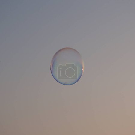 Photo for A delicate soap bubble captures the evening hues of Tel-Aviv's skyline, floating freely in the air. - Royalty Free Image