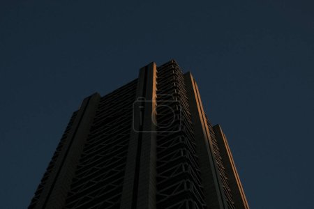 Photo for The towering facade of a modern architectural marvel ascends into the twilight sky of Brazil, its geometric patterns a dance of light and shadow. This photograph captures the ambition of Brazilian architecture, reaching for the heavens with its bold - Royalty Free Image