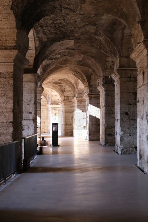 Téléchargez les photos : Wander through the Colosseum's corridors, where echoes of ancient Roman games resonate within the enduring walls of history. - en image libre de droit