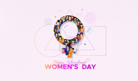 Illustration vectorielle de la carte de v?ux de la journée des femmes. Fond du visage des femmes avec des femmes signe symbole et conception de thème.