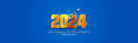 Ilustración de Inicio del lanzamiento del Año Nuevo 2024. Concepto creativo de crecimiento empresarial. - Imagen libre de derechos