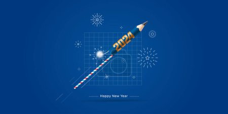 Illustration for 2024 new year business concept design. Financial success plan and Growth chart background. - Royalty Free Image