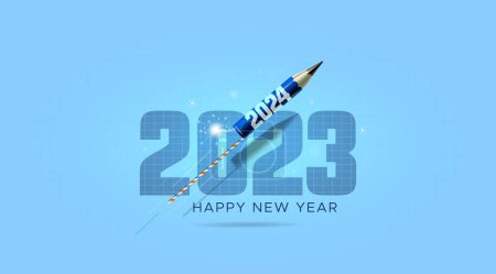 Ilustración de Lanzamiento del nuevo ejercicio 2024 y Celebración de los antecedentes de éxito. Ilustración vectorial - Imagen libre de derechos