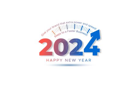 Illustration for 2024, Happy New year creative concept. Speedometer with 2024 number design. - Royalty Free Image