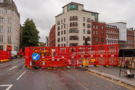 Photo for London/UK; November 7, 2023: Farringdon Road in London is undergoing urgent gas works - Royalty Free Image