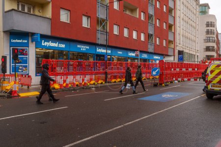 Photo for London/UK; November 07, 2023: Urgent Closure of Farringdon Road for Emergency Gas Works - Royalty Free Image