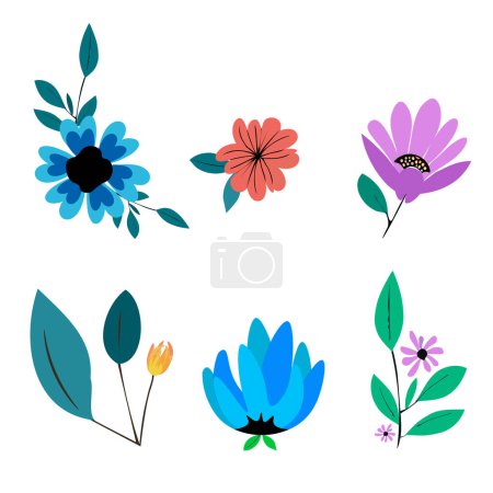 Photo for Set of floral elements for your design. Vector illustration in flat style. - Royalty Free Image