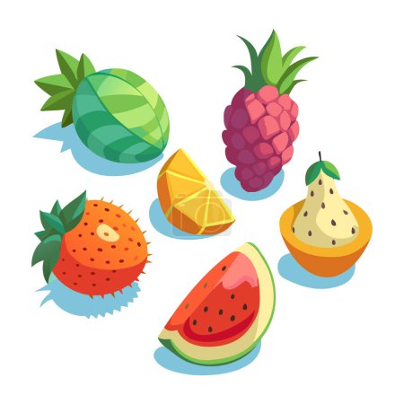 Photo for Fruits and berries icon set. Vector illustration in cartoon style. - Royalty Free Image