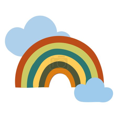 Photo for Rainbow and clouds icon. Flat illustration of rainbow and clouds vector icon for web - Royalty Free Image