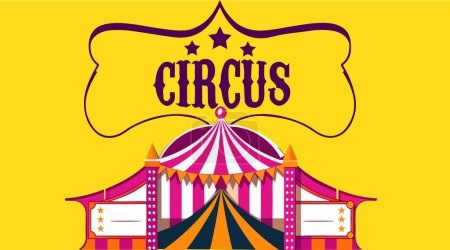 Photo for Circus tent with text on yellow background - Royalty Free Image