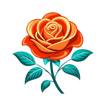 Photo for Beautiful orange rose isolated on a white background. Vector illustration. - Royalty Free Image