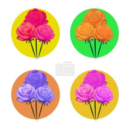 Photo for Set of colorful roses isolated on a white background. Vector illustration. - Royalty Free Image