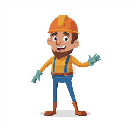 Photo for Cartoon construction worker with a smile, builder - Royalty Free Image