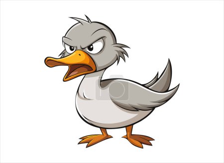 Téléchargez les illustrations : Un canard de dessin animé gris en colère - en licence libre de droit