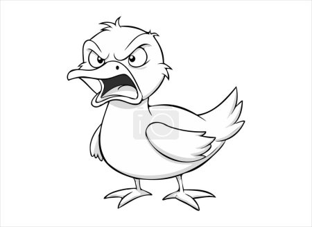 Photo for Angry duck cartoon illustration, line art - Royalty Free Image