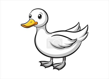 a cartoon white duck standing on a white background