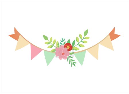 Téléchargez les illustrations : Illustration de bannière de bruant floral pour la décoration de fête - en licence libre de droit