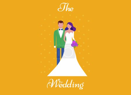 Elegante novia y novio Ilustración para invitaciones de boda