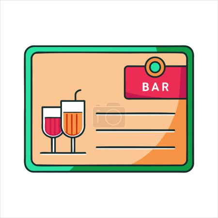 Stylish Bar Menu Design with Cocktail Glasses Illustration