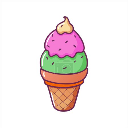 Delicious Double Scoop Ice Cream Cone Illustration