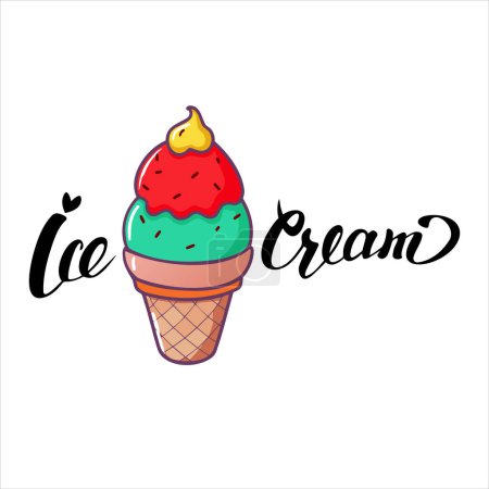 Ilustración colorida del cono del helado
