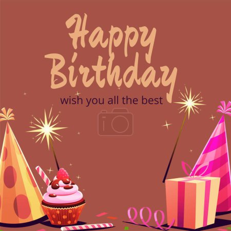 Illustration for Birthday card template for your celebrate - Royalty Free Image