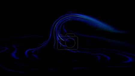 Photo for Drawing of the sea .A wave with a strong wind is depicted on a black background. - Royalty Free Image