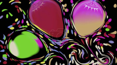 Téléchargez les photos : Festival de ballons volants.Boules multicolores avec un motif parmi les confettis. - en image libre de droit